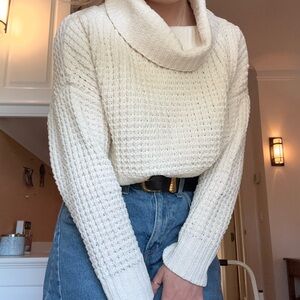 Garage Cream Cowl Neck Sweater with Chunky Knit